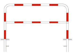 Bariera chodnikowa U-12a z porzeczką | do wkopania, wbetonowania, biało-czerwona